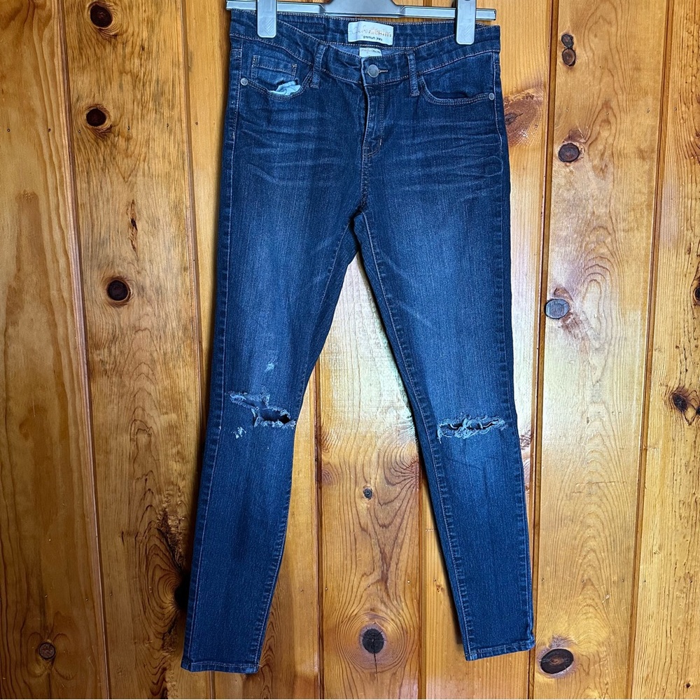Cafe Denim Skinny Jeans with Distressed Details